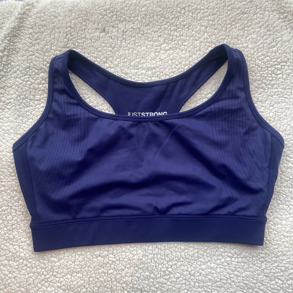JustStrong Agility Workout Bra Size XL True Navy Adjustable Clasp Moisture-Wick